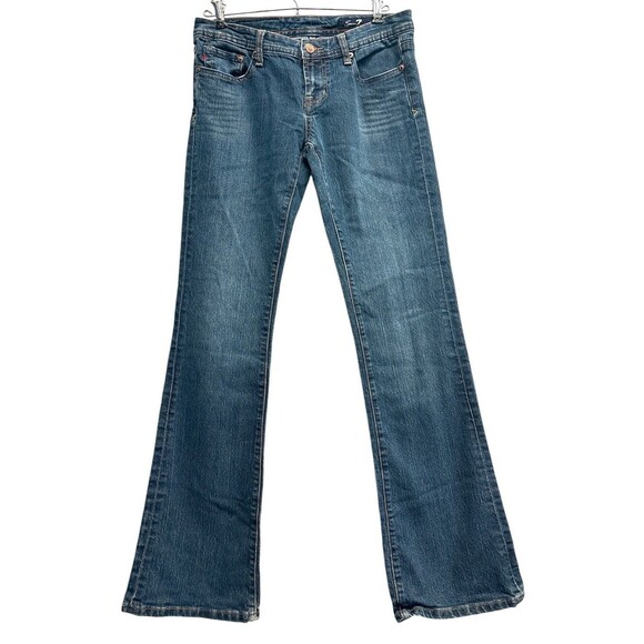 Seven7 Denim - VTG Seven7 Size 29x31 Low Rise Flare Jeans Embroidered Pockets Denim Y2K